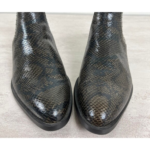 Zara Women Size 6.5 Snakeskin Print Faux Leather Studded Chelsea Ankle Boots - Picture 7 of 9
